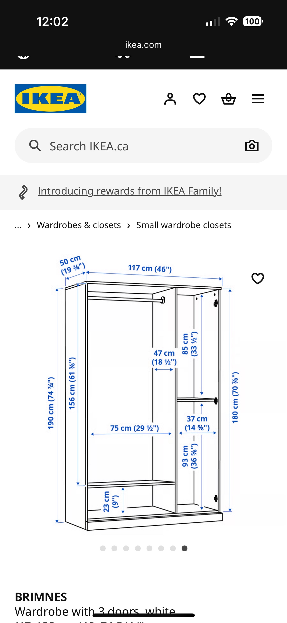 IKEA Brimnes Wardrobe with 3 Doors - White - photo 5