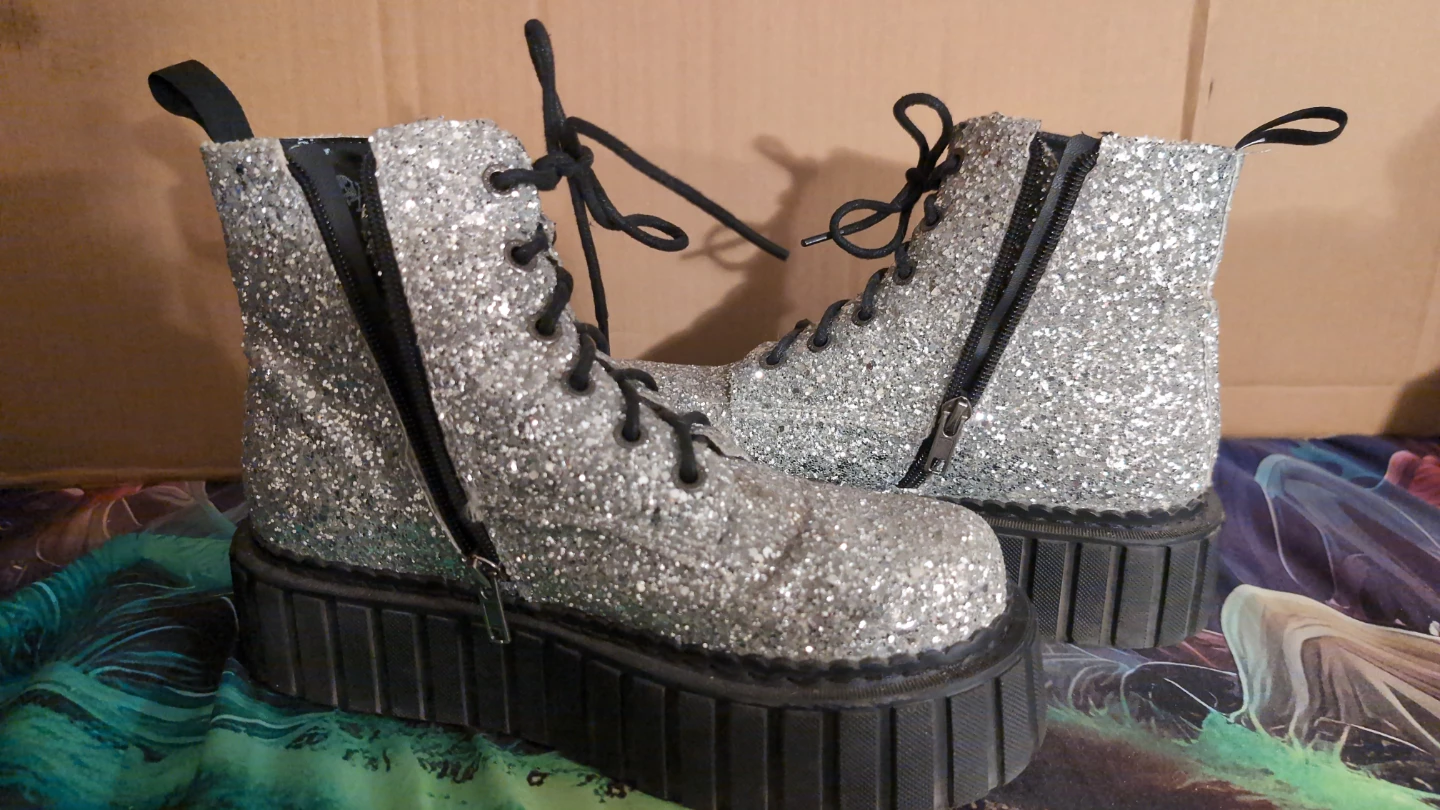 Lamoda Silver Glitter Platform Boots - photo 3
