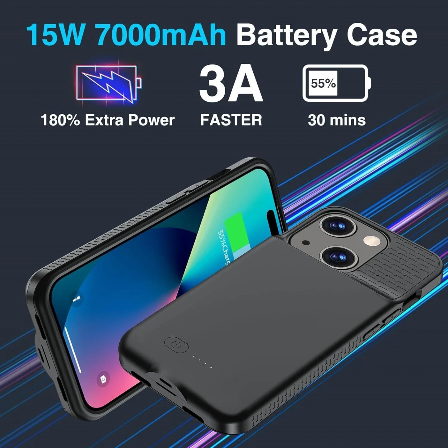 6.1 inch iPhone 15 / 15 Pro Battery Case - Black - photo 3