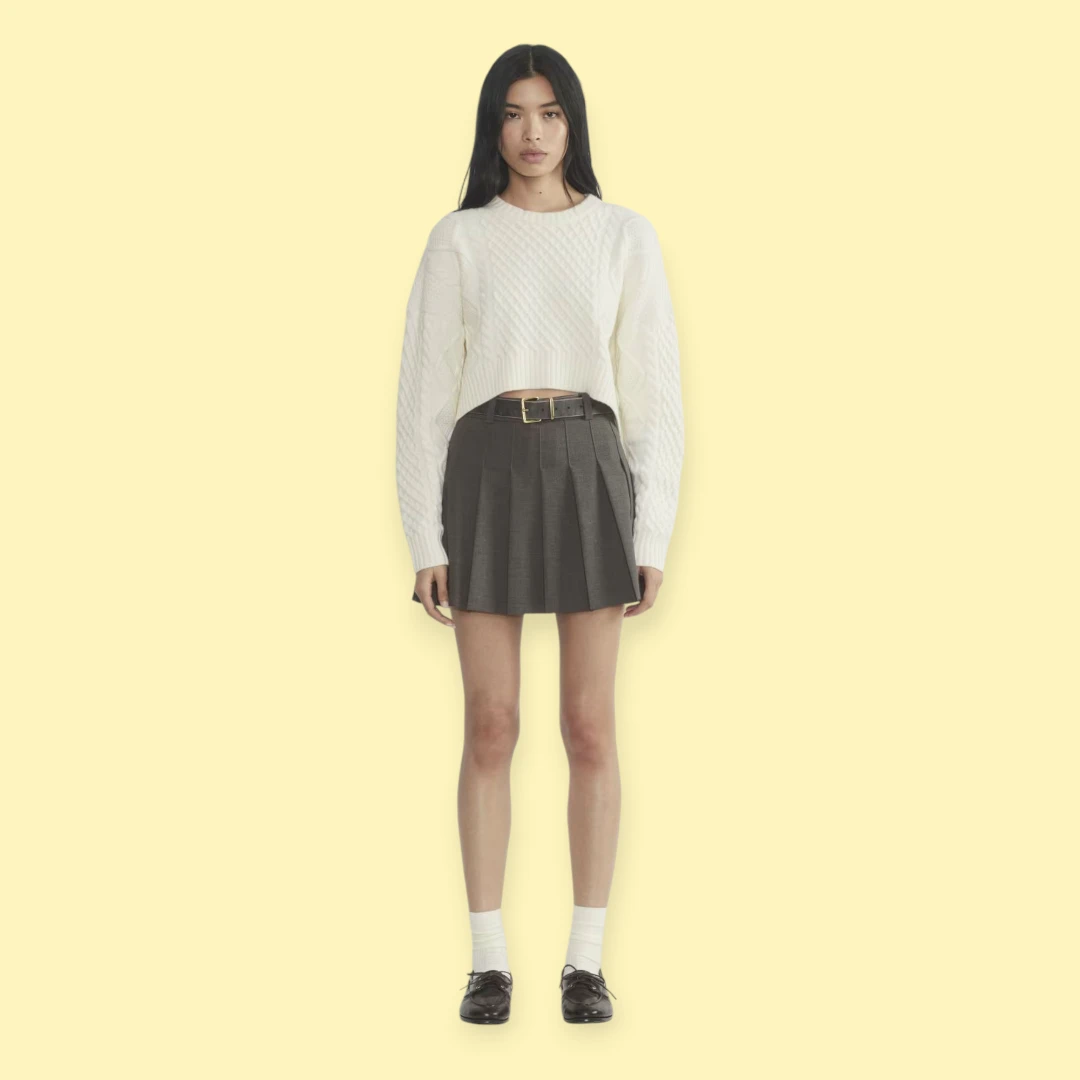 Aritzia cropped Sunday Best Peggy Cable Knit crewneck Sweater - photo 5
