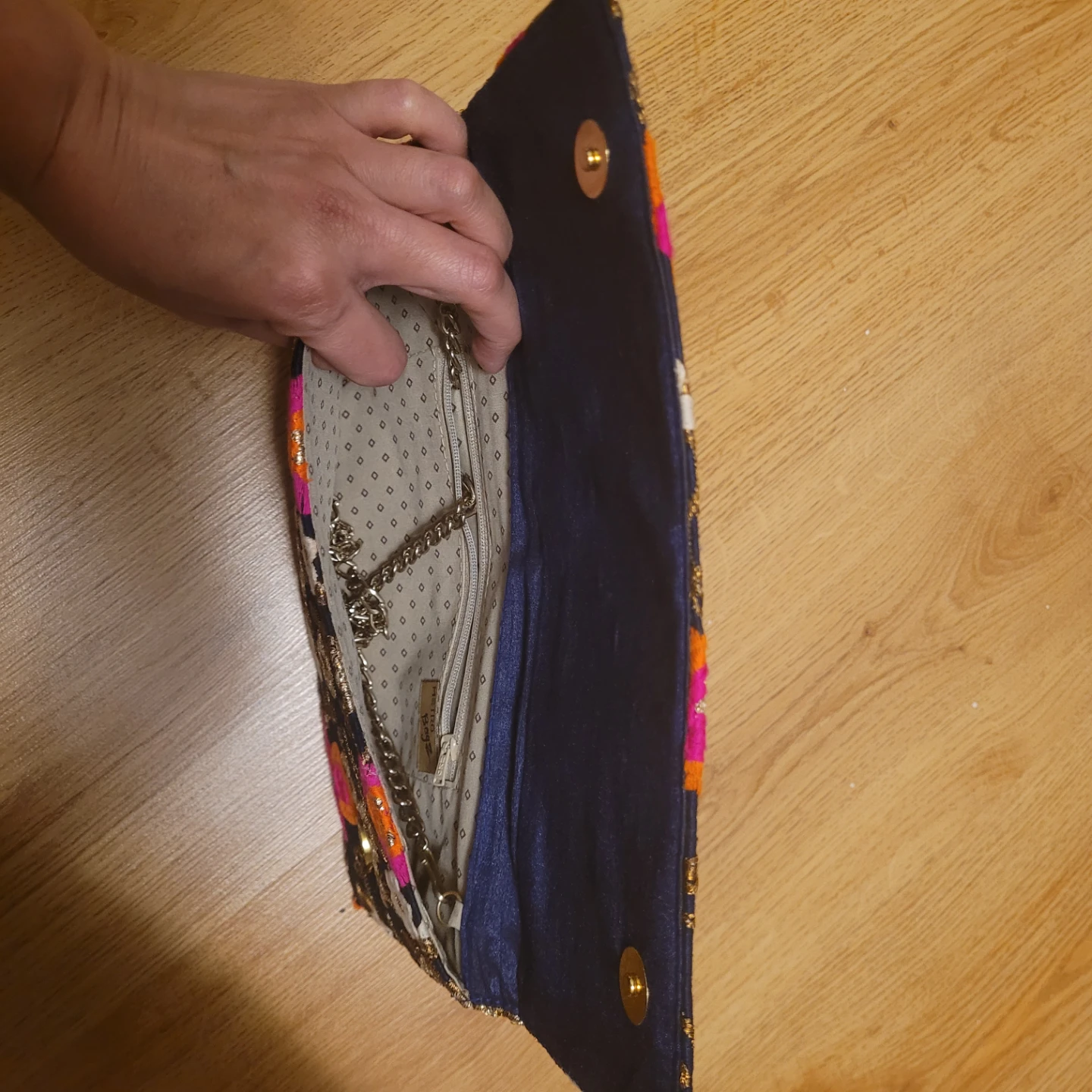 Floral Embroidered Clutch with Chain - photo 5