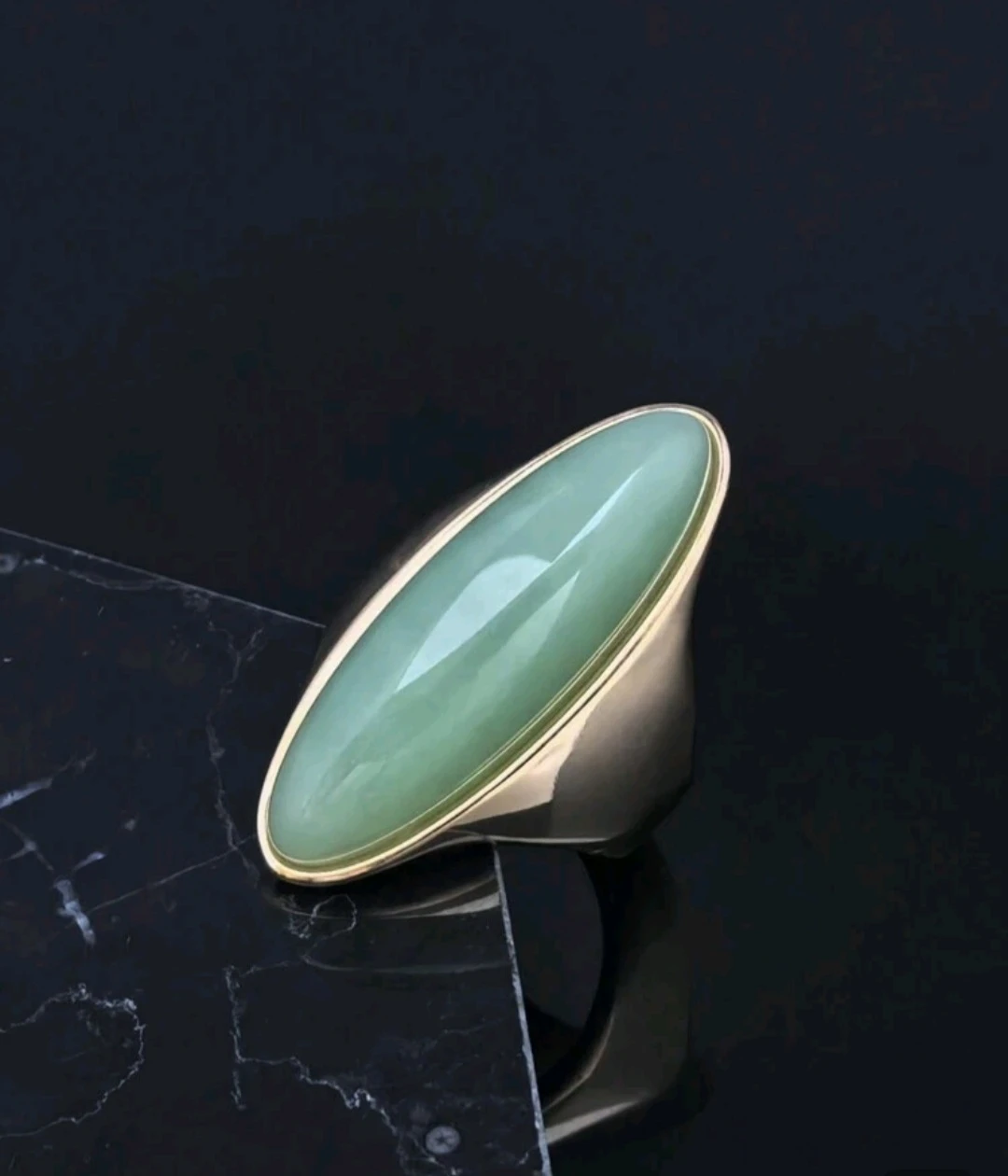 Oval Mint Green Stone Gold plated Ring