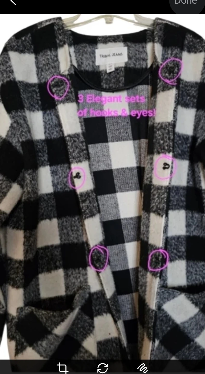 🥕 Black and White Buffalo Plaid Car Coat w Pockets - photo 5