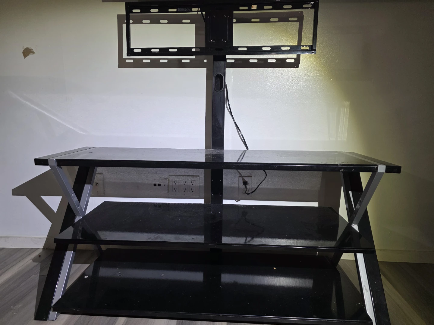 Black Glass TV Stand with Mount