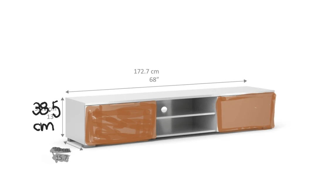 White TV Stand with Rustic Wood Doors - photo 4