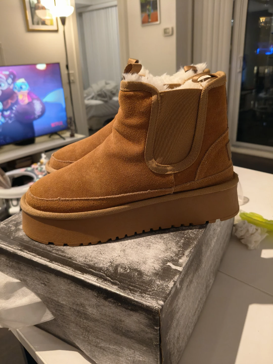 Nuvollante Suede Shearling Platform Ankle Boots - photo 2