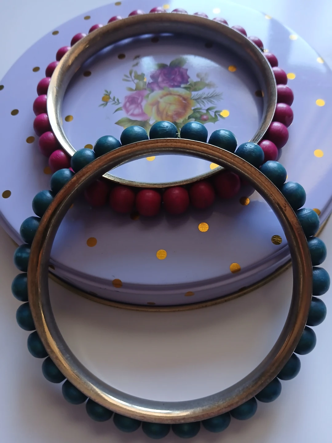 Beaded Bangle Bracelets - Set of 2
