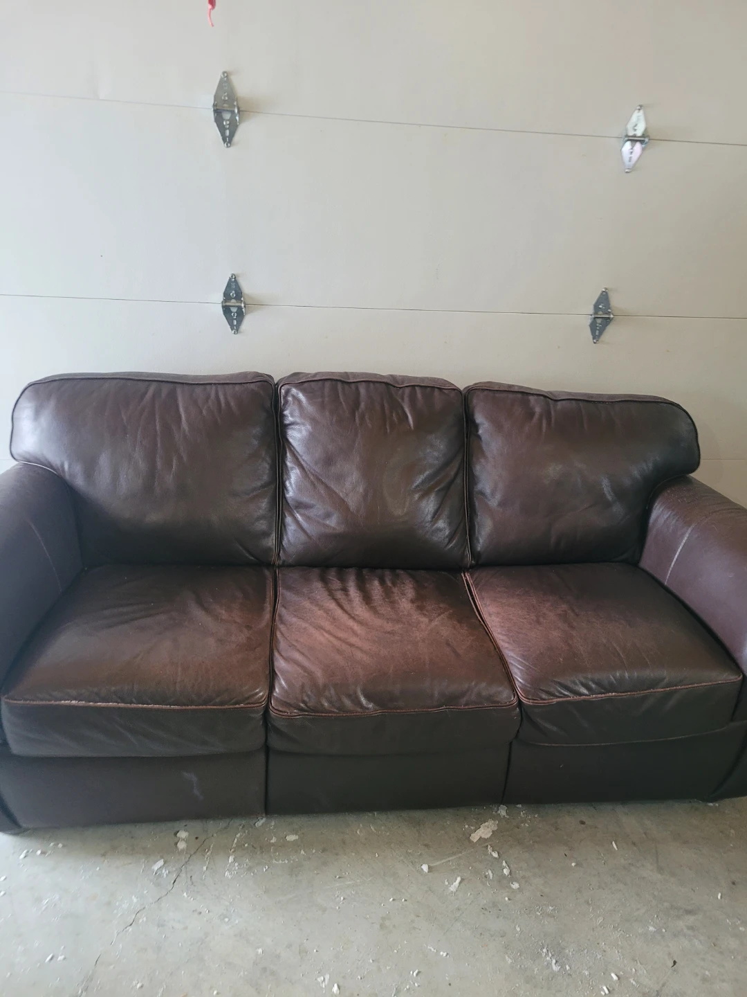 Brown Leather Sofa and Armchair Set - photo 2
