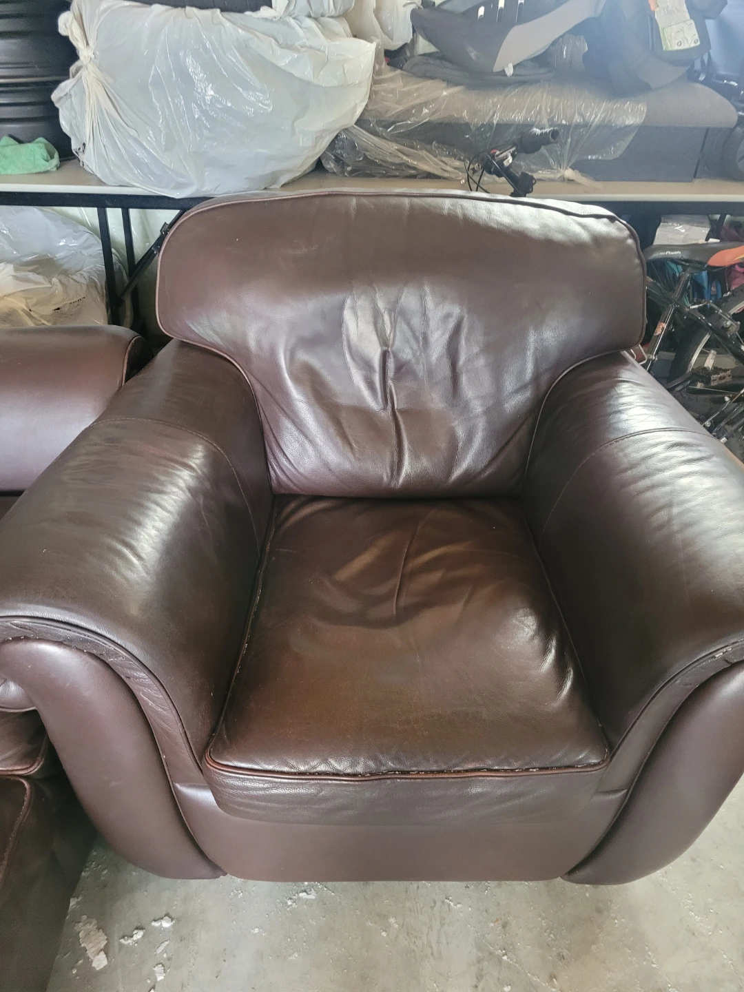 Brown Leather Sofa and Armchair Set - photo 5