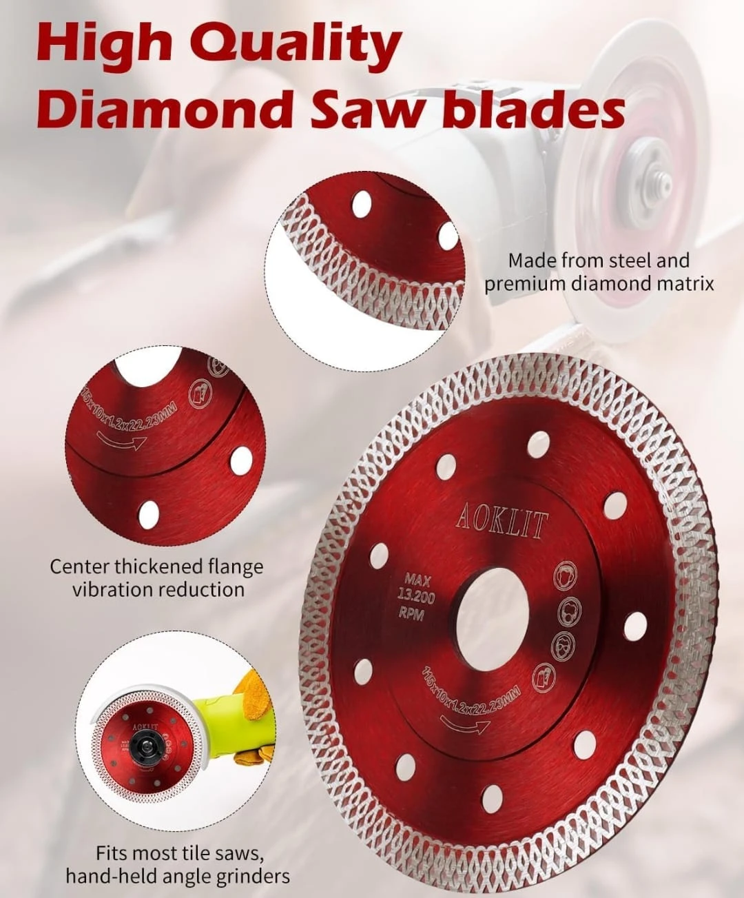 AOKLIT Diamond Saw Blades - Red