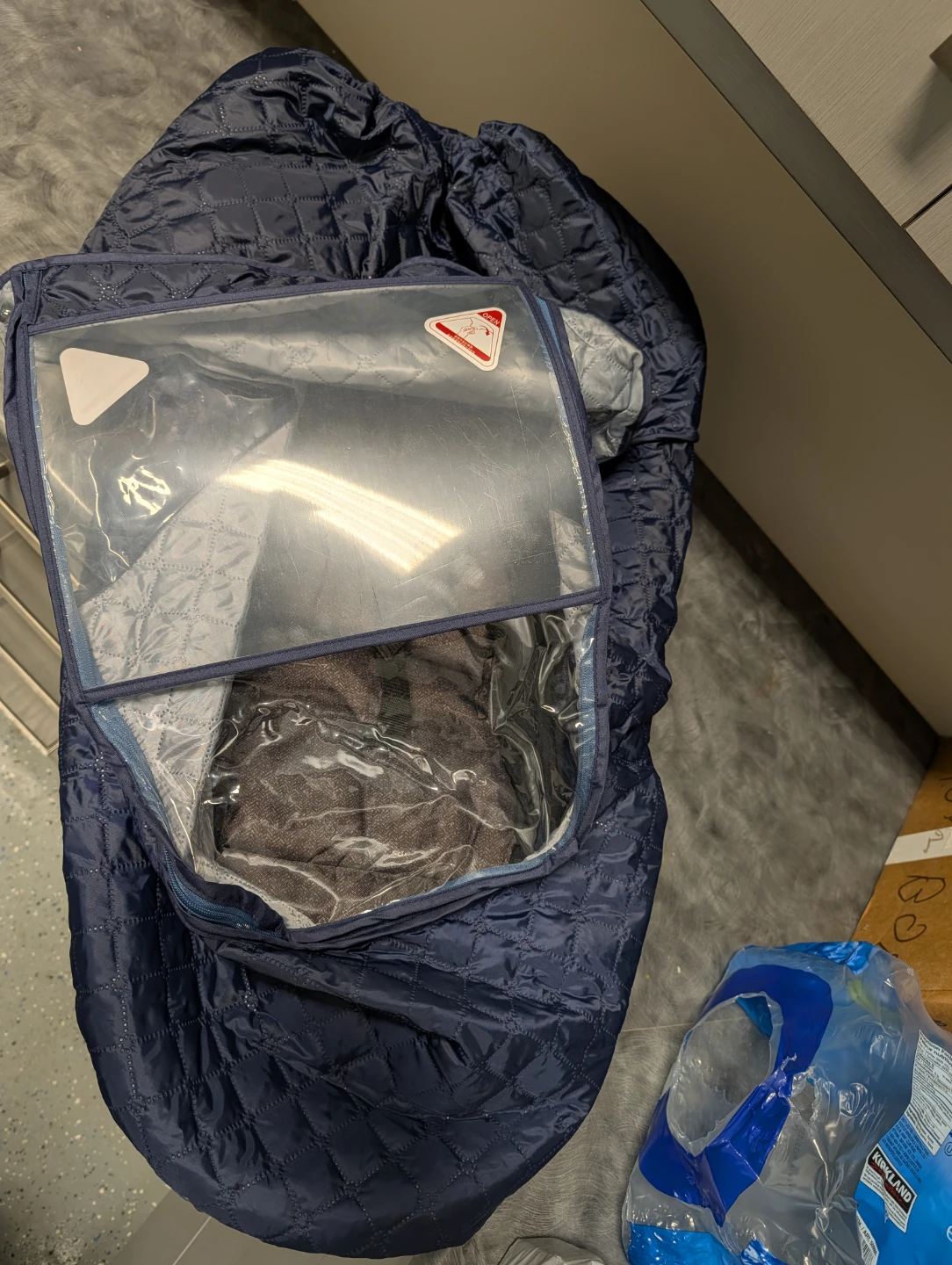 Navy Blue Quilted Stroller/Pram Cover with Clear Window