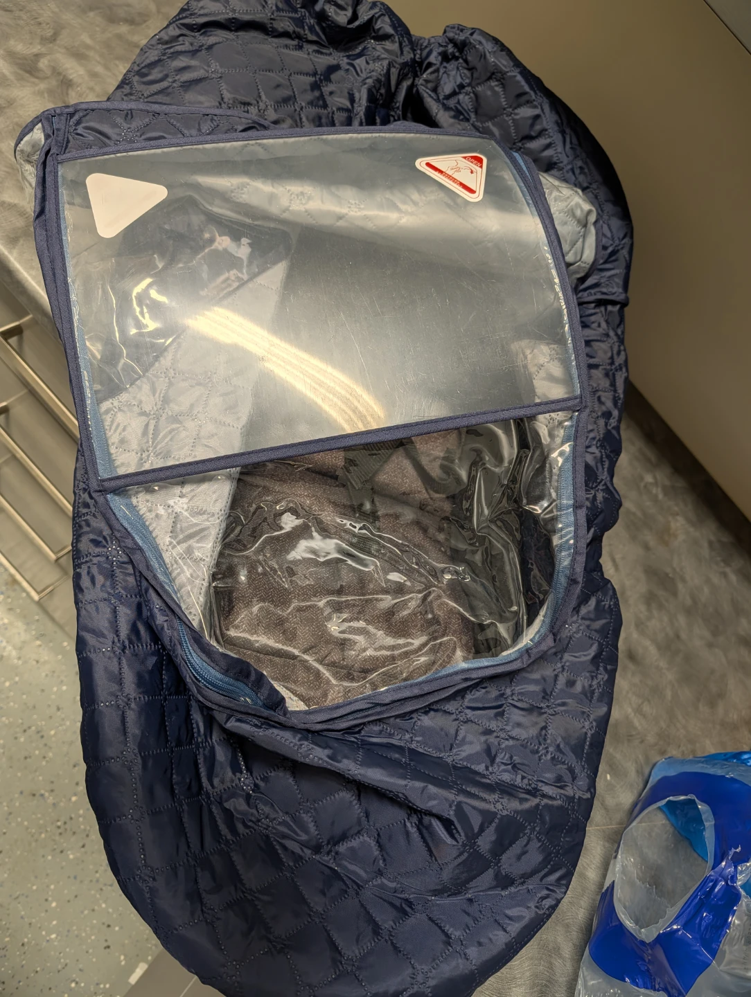 Navy Blue Quilted Stroller/Pram Cover with Clear Window - photo 2