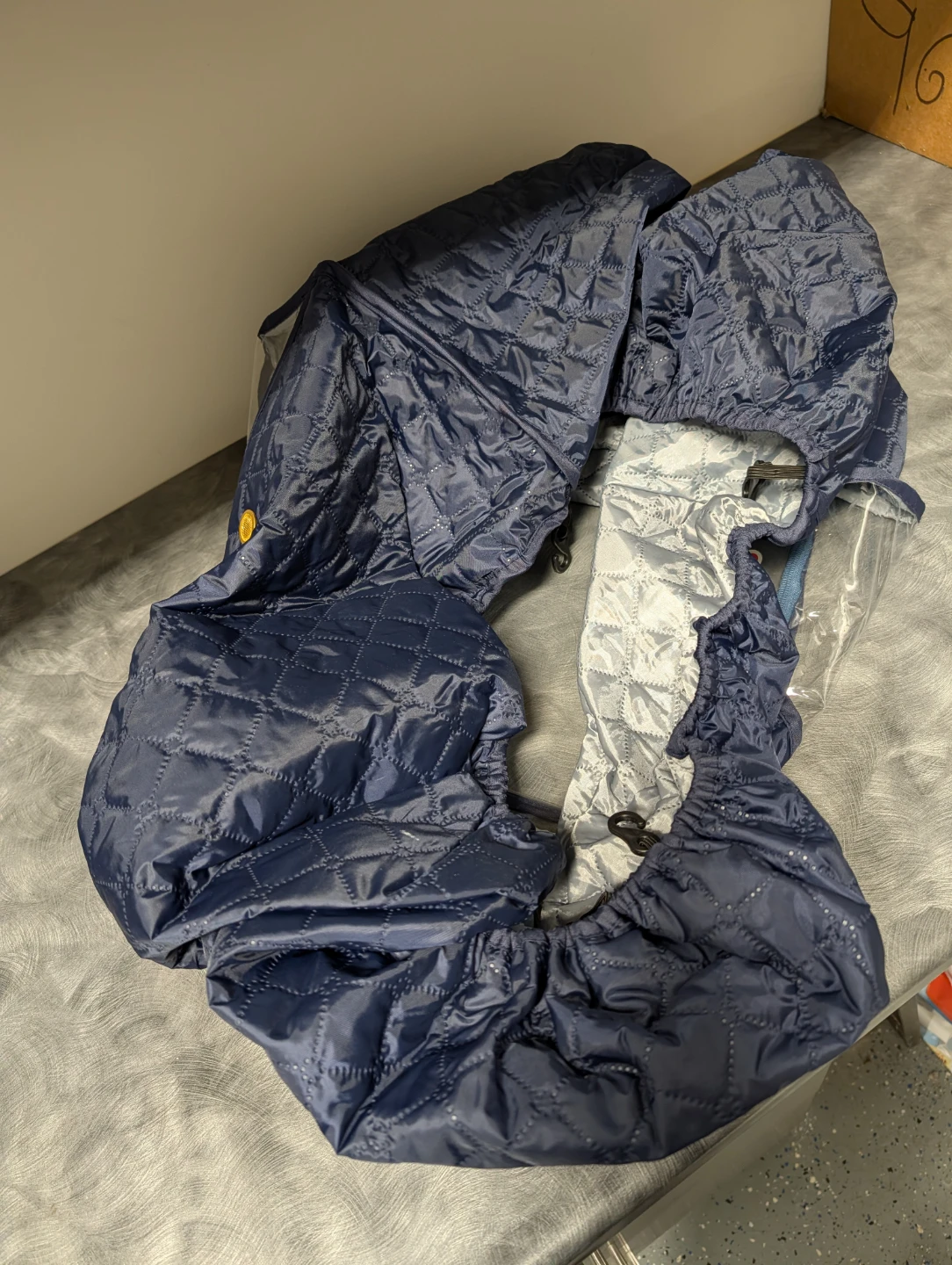 Navy Blue Quilted Stroller/Pram Cover with Clear Window - photo 3
