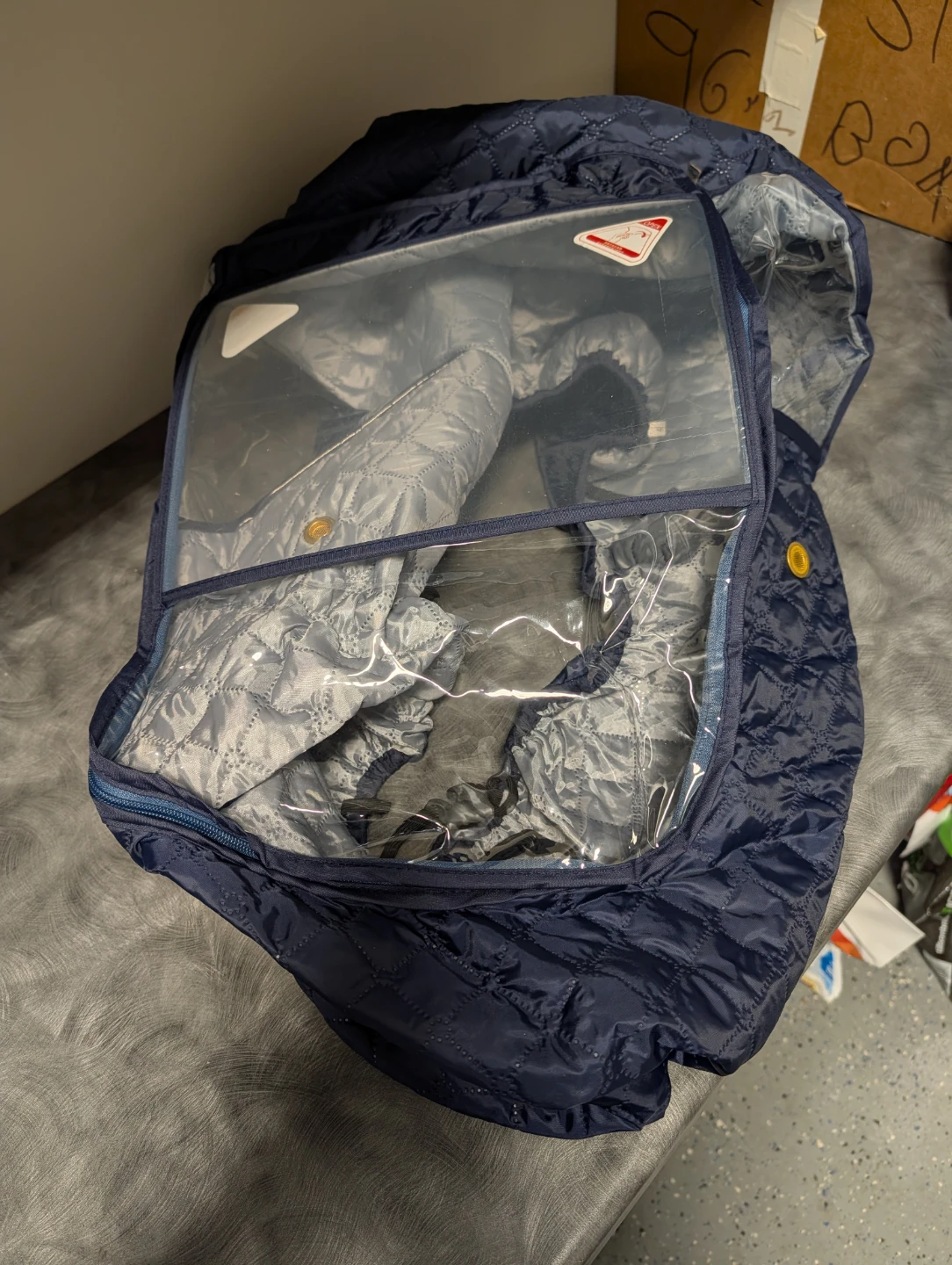 Navy Blue Quilted Stroller/Pram Cover with Clear Window - photo 4