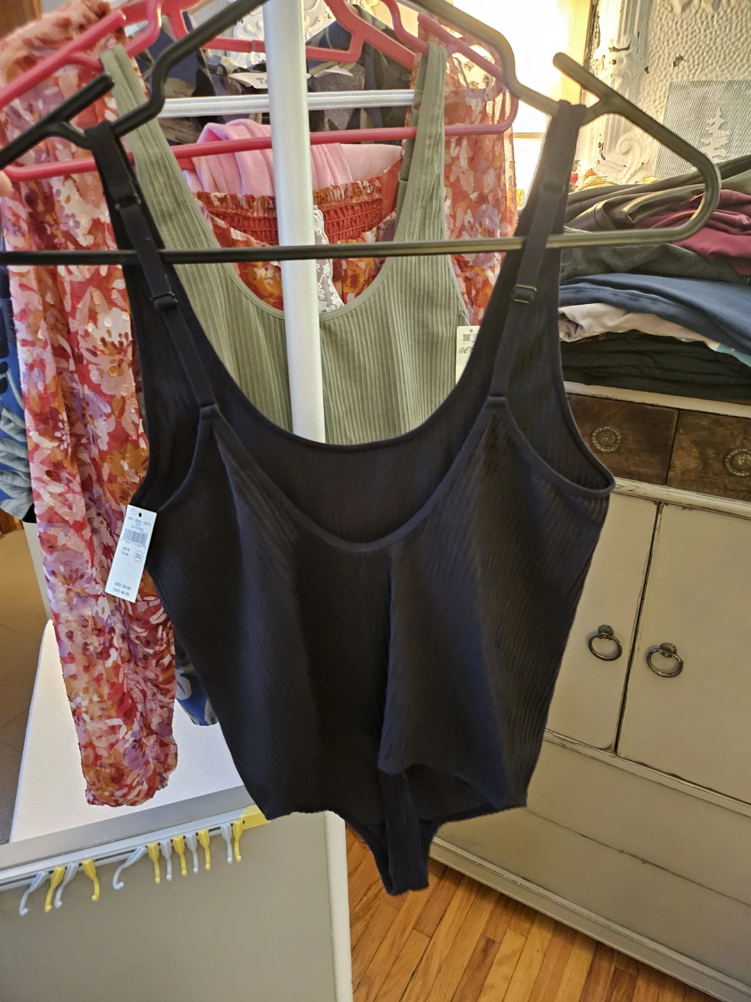 Aerie Black Ribbed Thong Bodysuit - Size M - photo 4