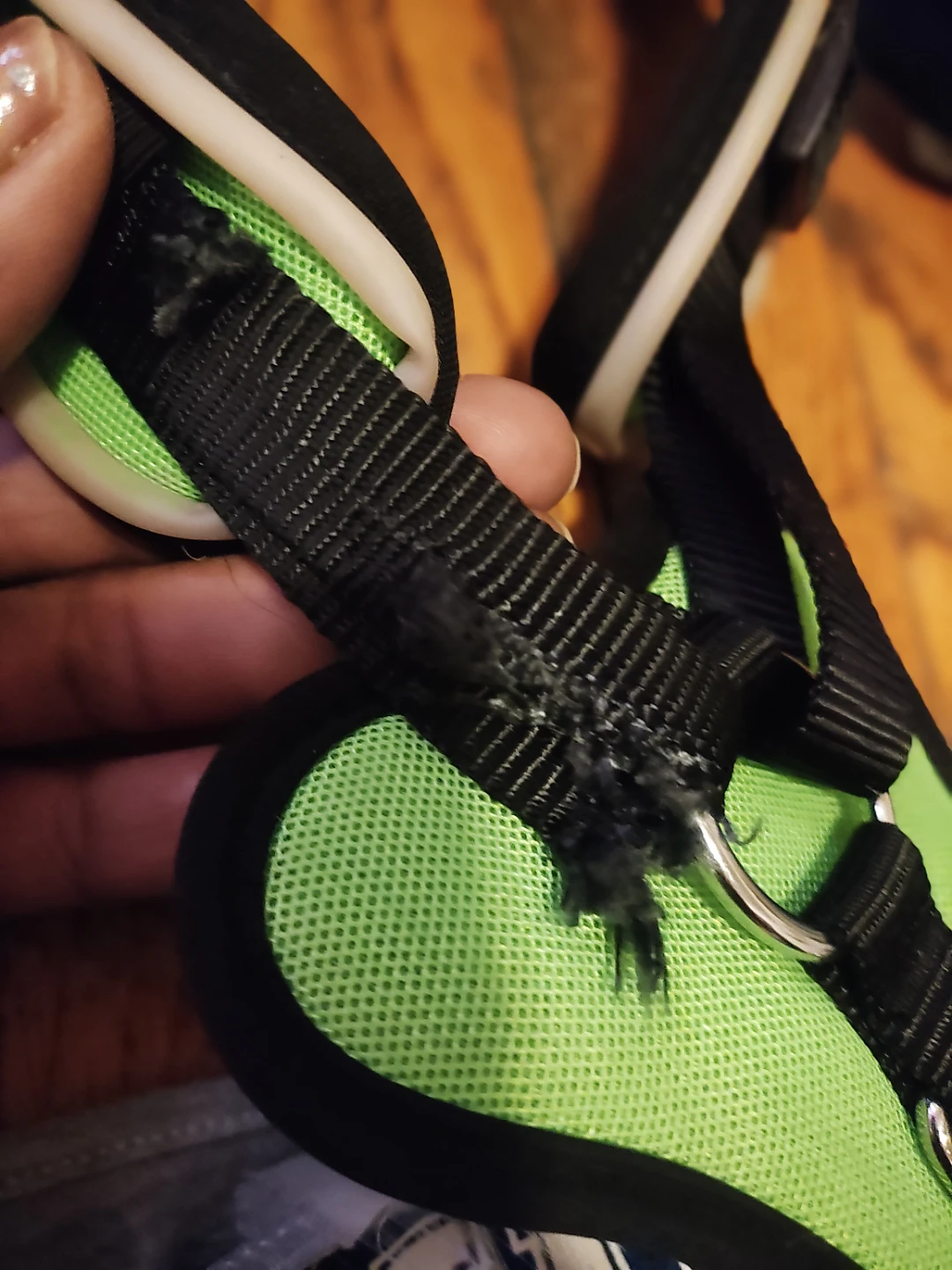 Heart & Tail Dog Harness green sometimes light up has wear - photo 2