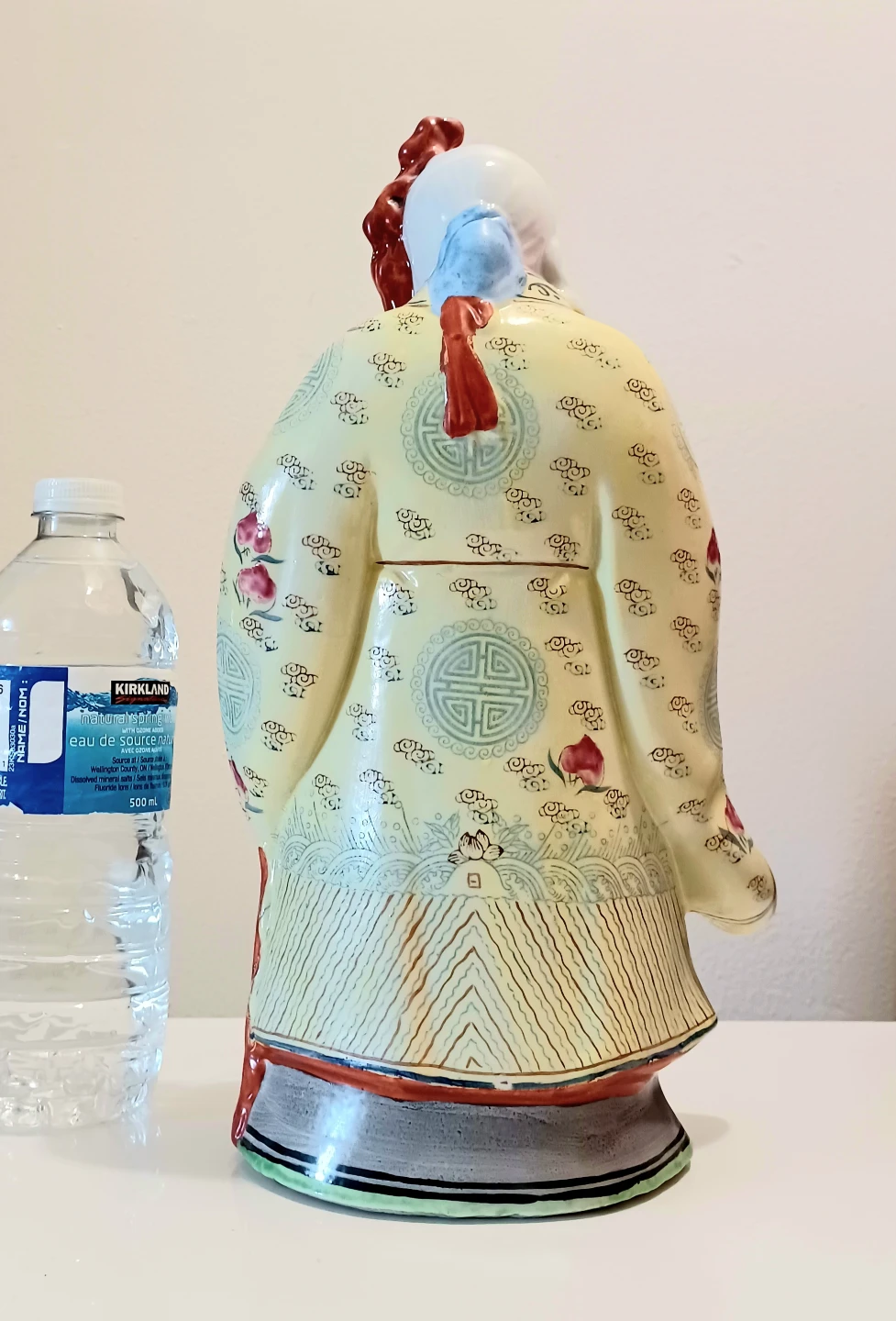 Unique Famillie Rose Fu Lu Shou Porcelain Statue - photo 4