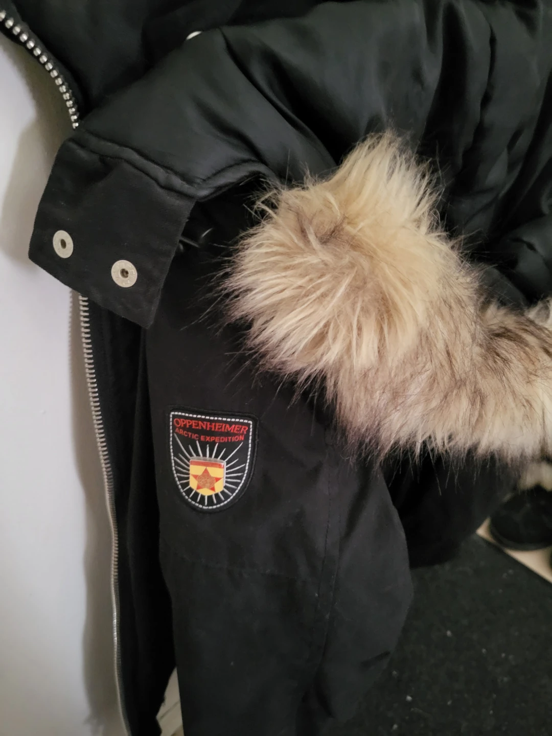 Oppenheimer Black Parka Jacket with Fur Hood - photo 3