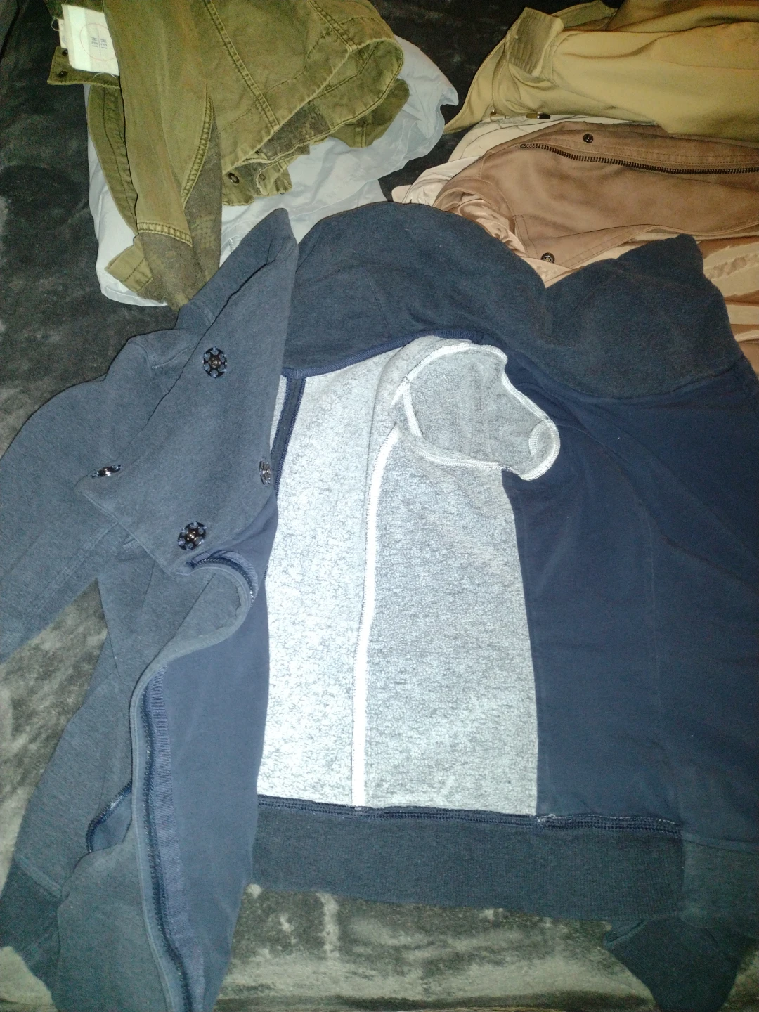 Navy Blue Hoodie with Grey Inner Lining