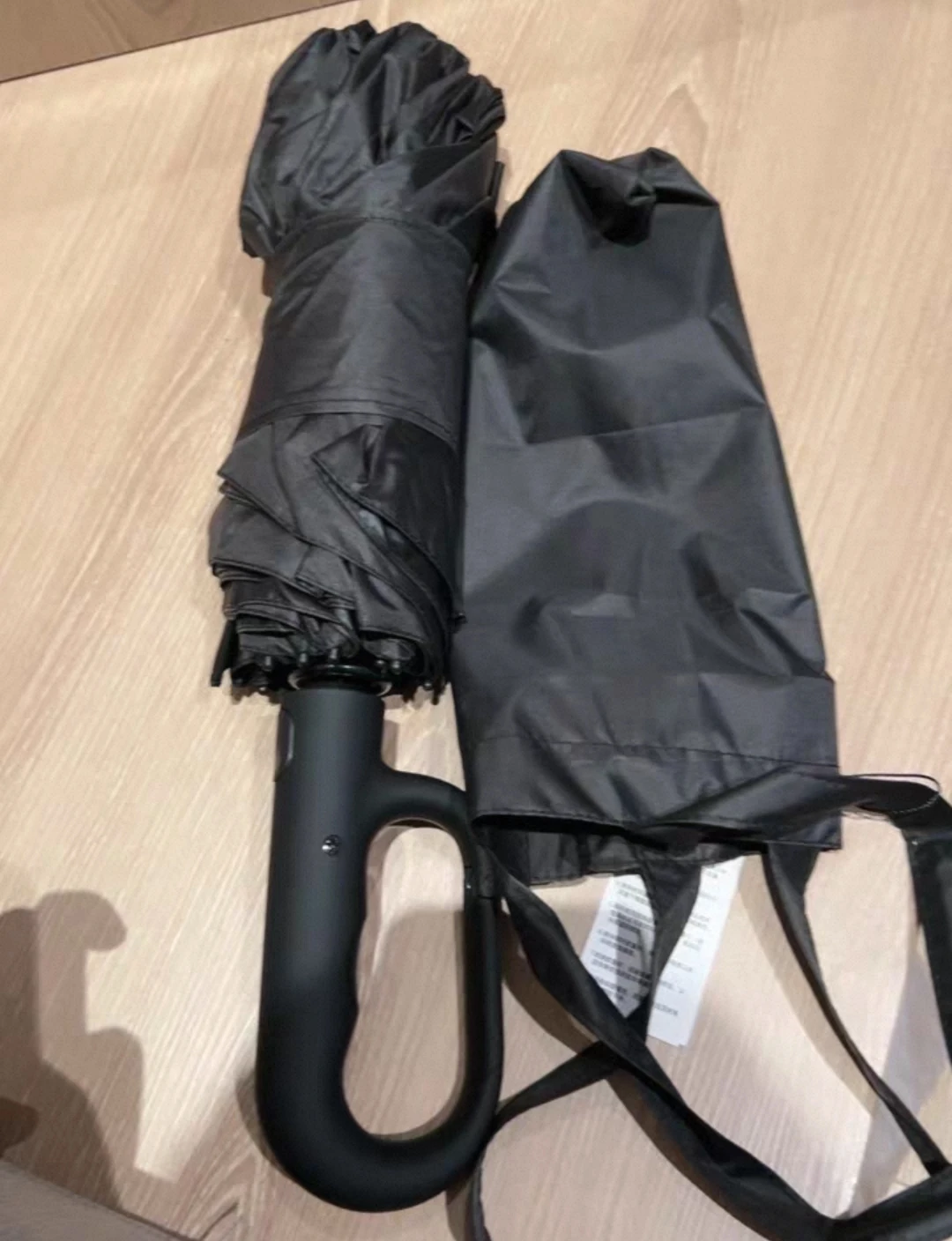 Black Foldable Umbrella with Pouch