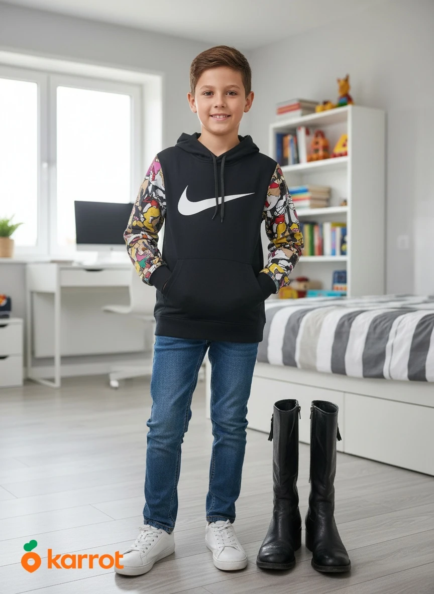 Nike Black Hoodie with Looney Tunes Sleeves - Size L - photo 5