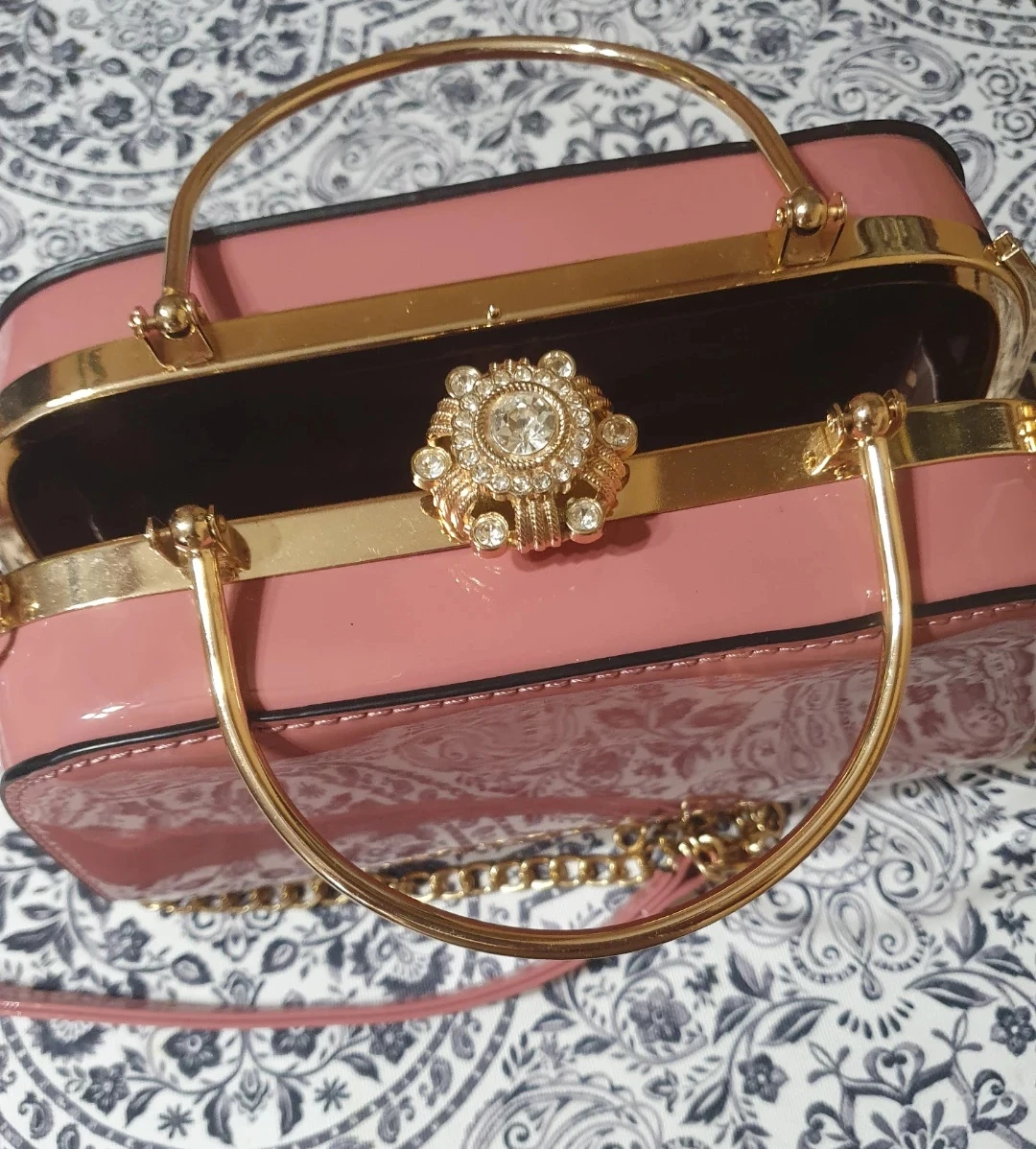 Pink Box Handbag with Gold Accents - photo 2