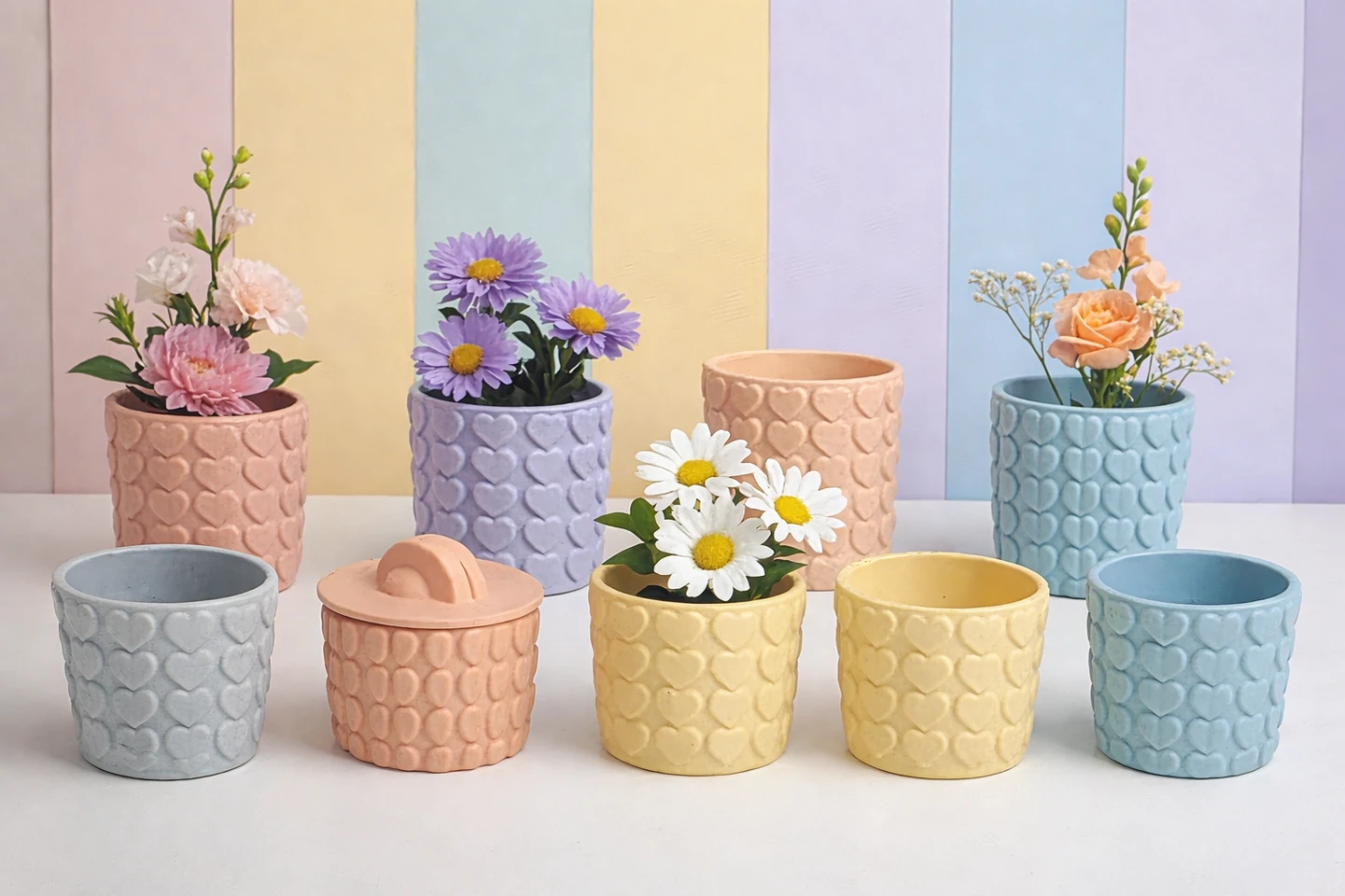 Pastel Heart Embossed Flower Pots - photo 3