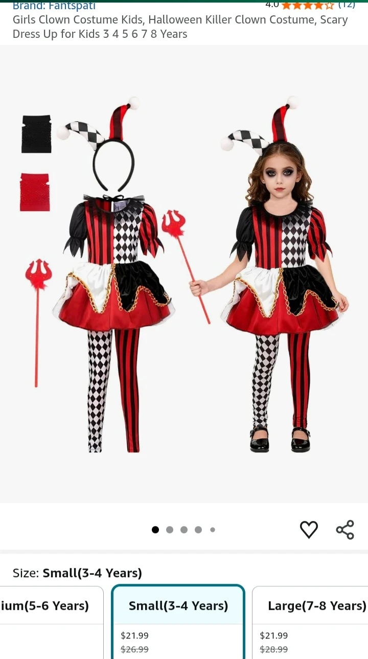 🥕 NEW!   Girls Clown Costume - Size Small (3-4 Years) - photo 4