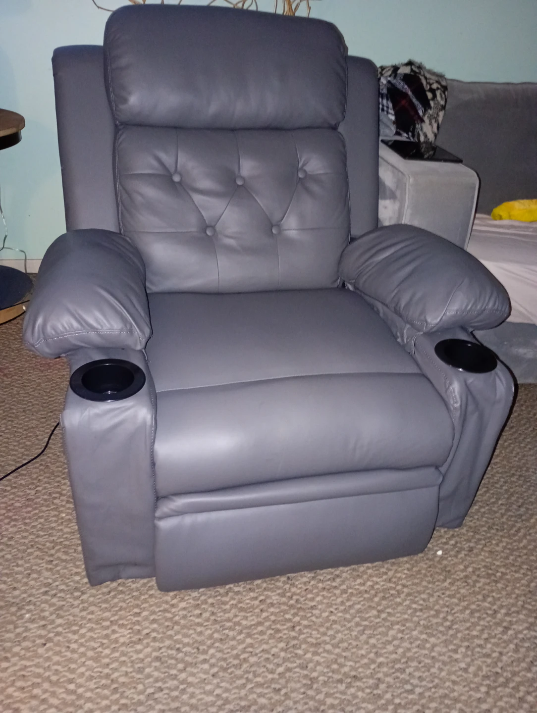 Free Grey Leather power lift Recliner Chair with Cupholders - photo 2