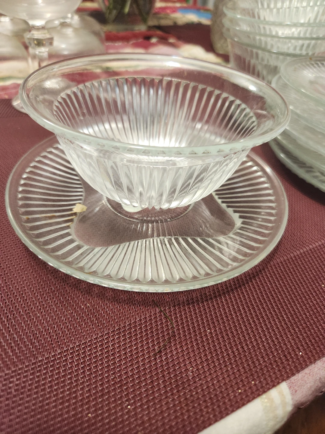 Vintage Clear Glass Dessert Bowls & Plates Set - photo 2