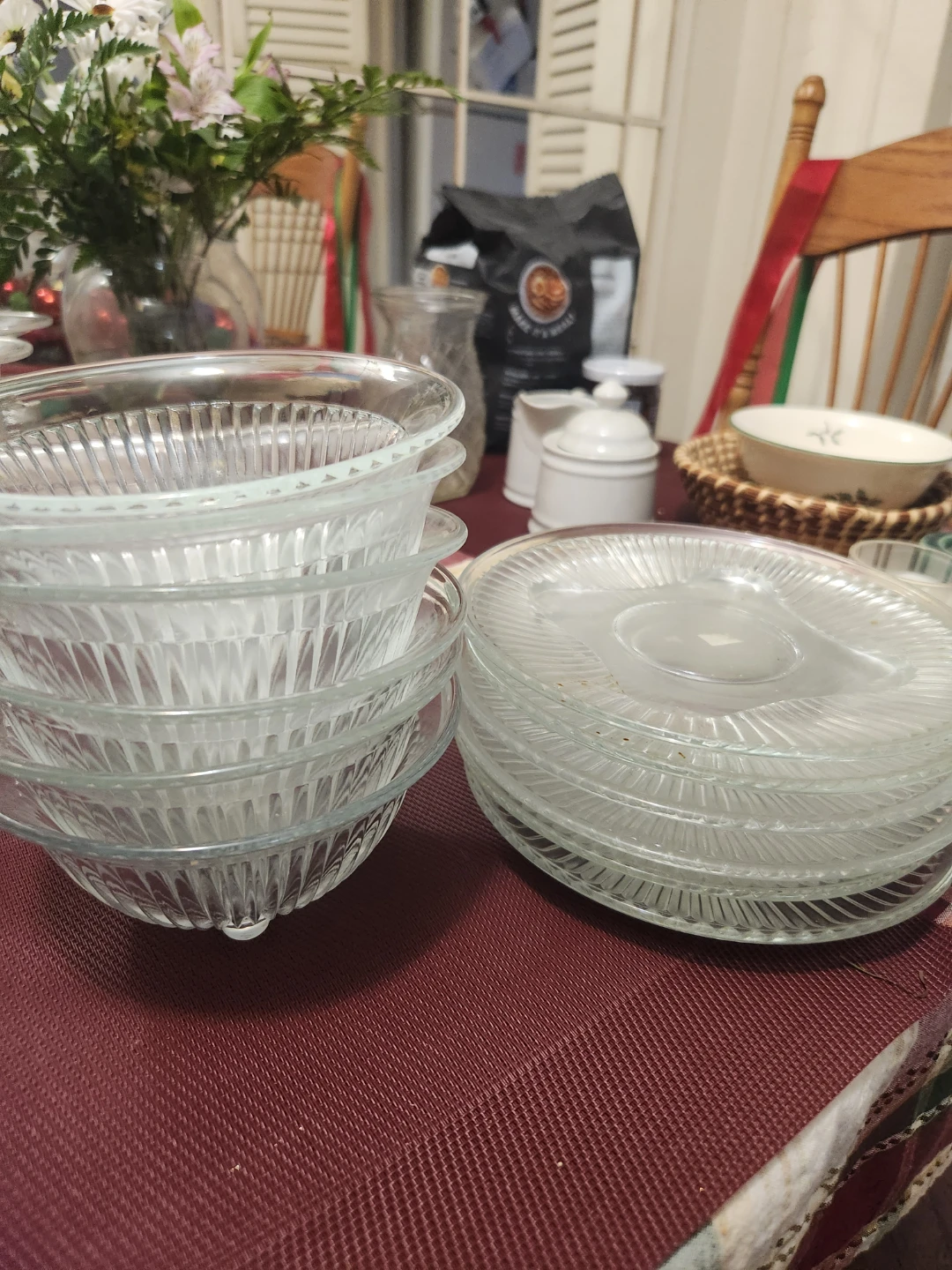 Vintage Clear Glass Dessert Bowls & Plates Set - photo 3