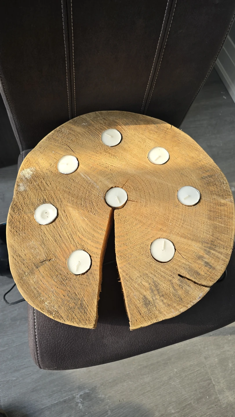 Wooden Log Tea Light Candle Holder