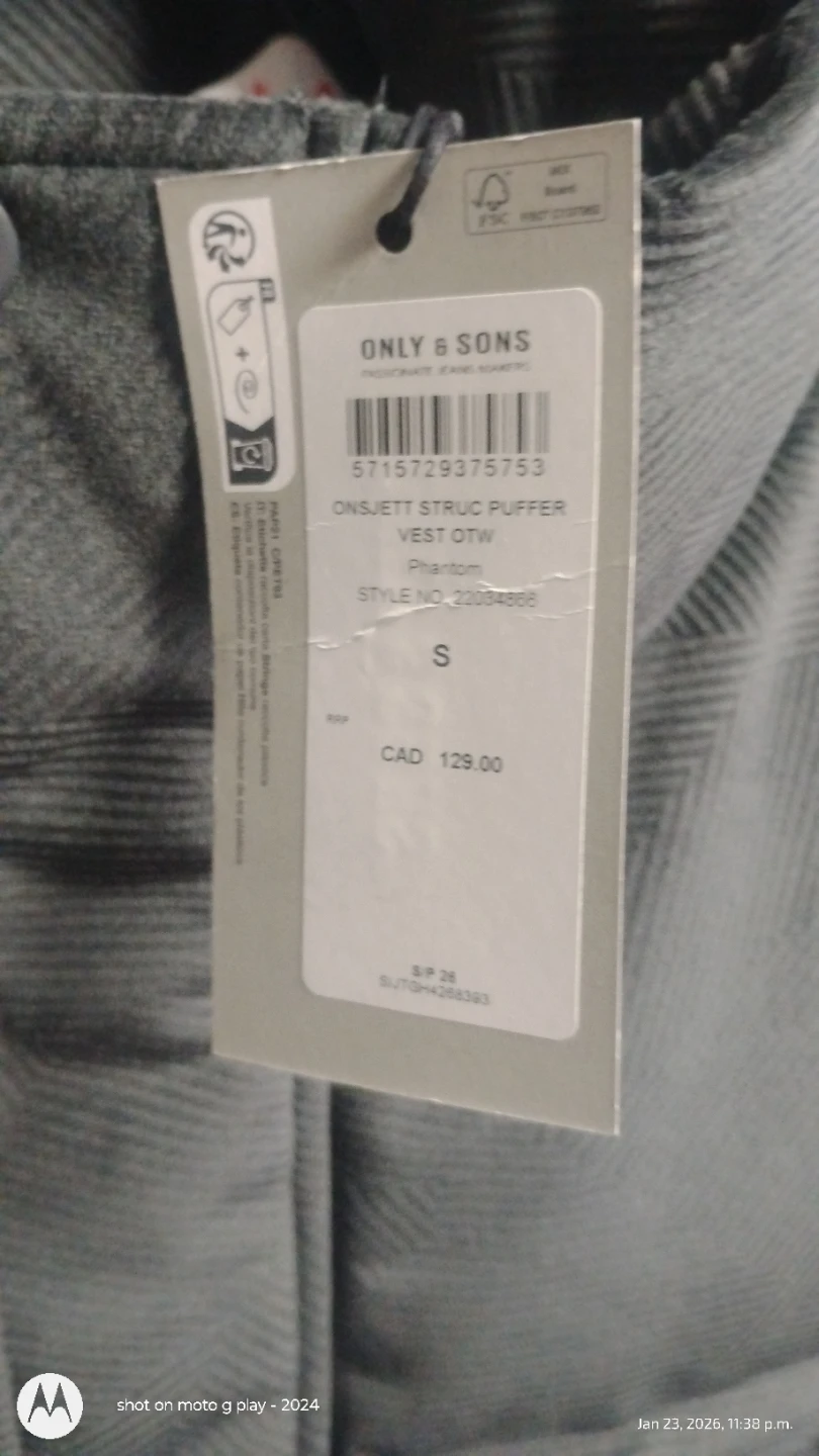 ONLY & SONS Puffer Vest - Size S - photo 3