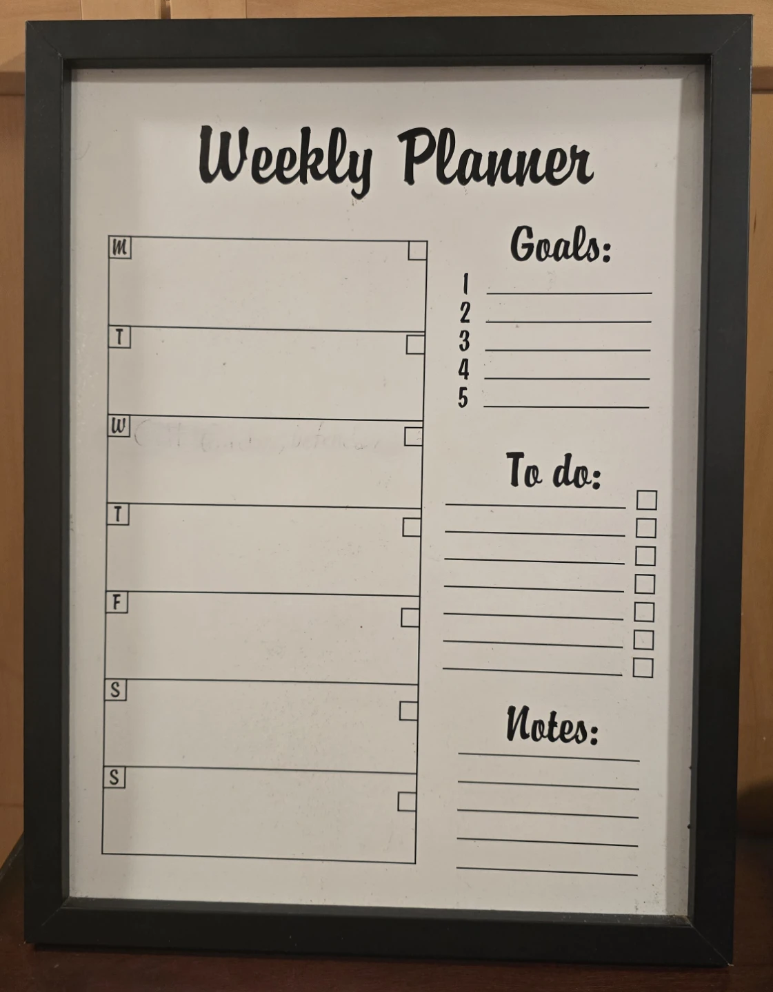 Framed Weekly Planner Board