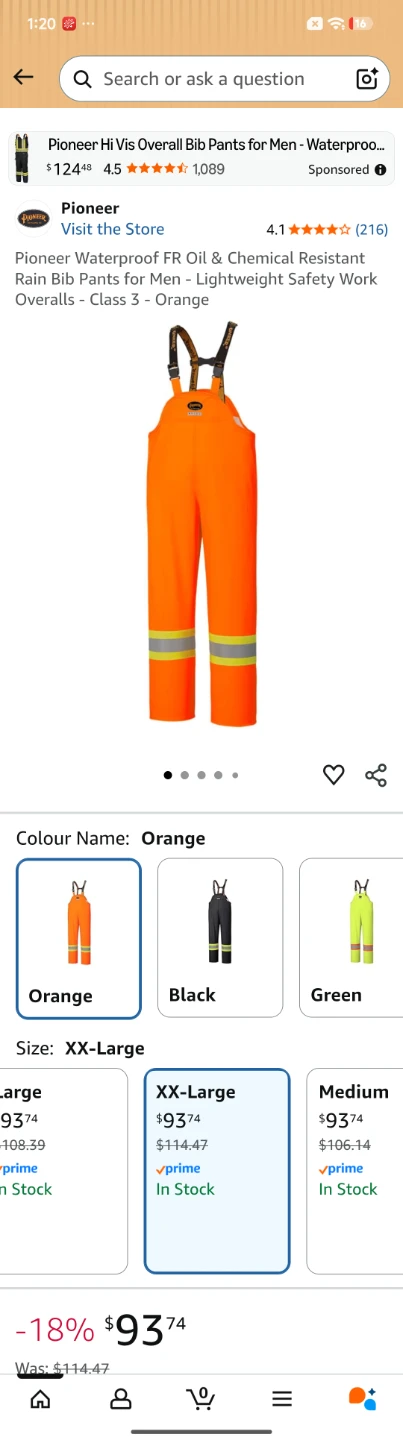 Pioneer Orange Rain Bib Pants - Size 2XL - photo 5