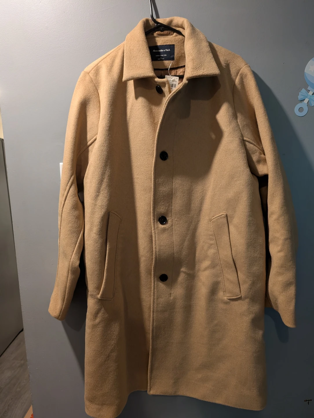 Abercrombie & Fitch Men's Camel Wool Blend Coat - Size Large