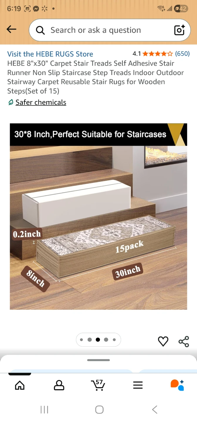 HEBE 8"x30" Carpet Stair Treads Set of 15 - photo 4