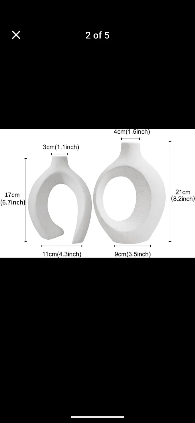 Set of 2 Modern White Ceramic Vases