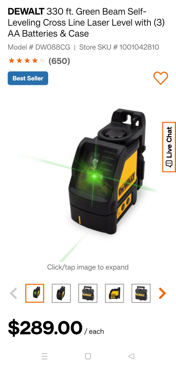 DeWalt DW088CG 330ft Green Beam Laser Level - photo 2