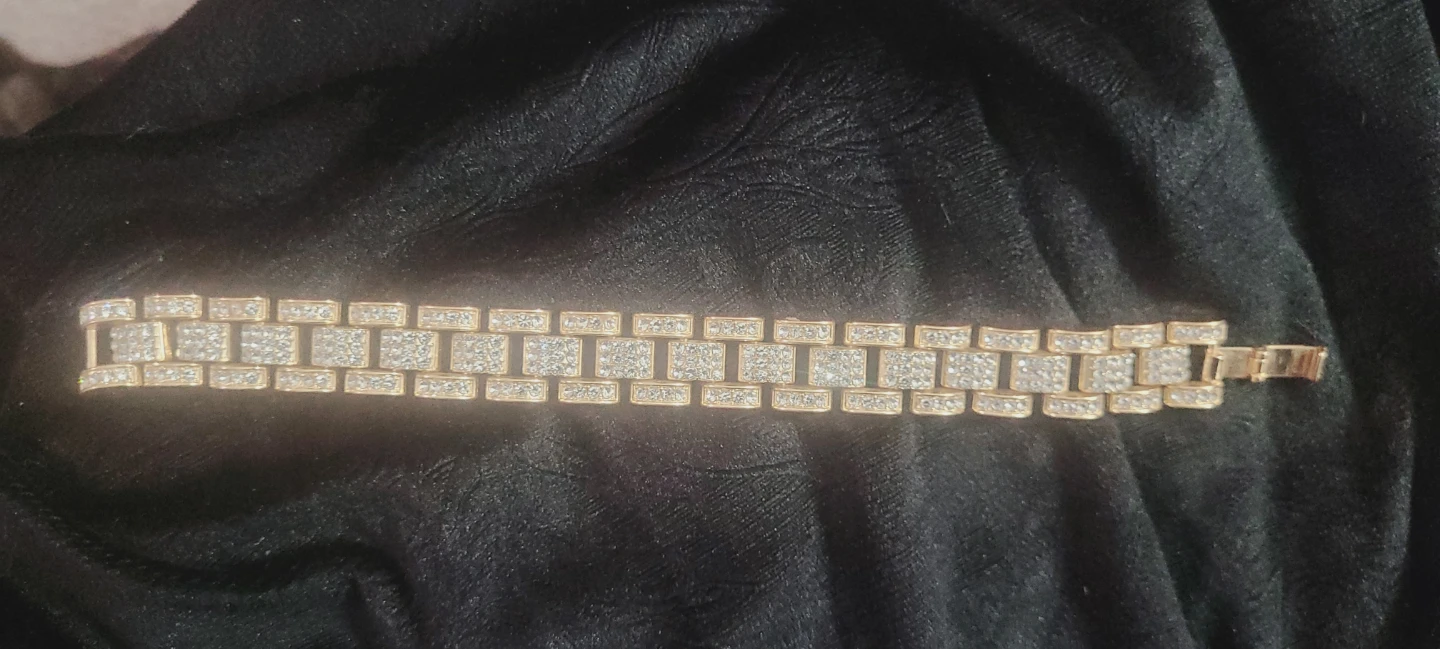 Gold Tone Link Bracelet with Rhinestones - photo 2