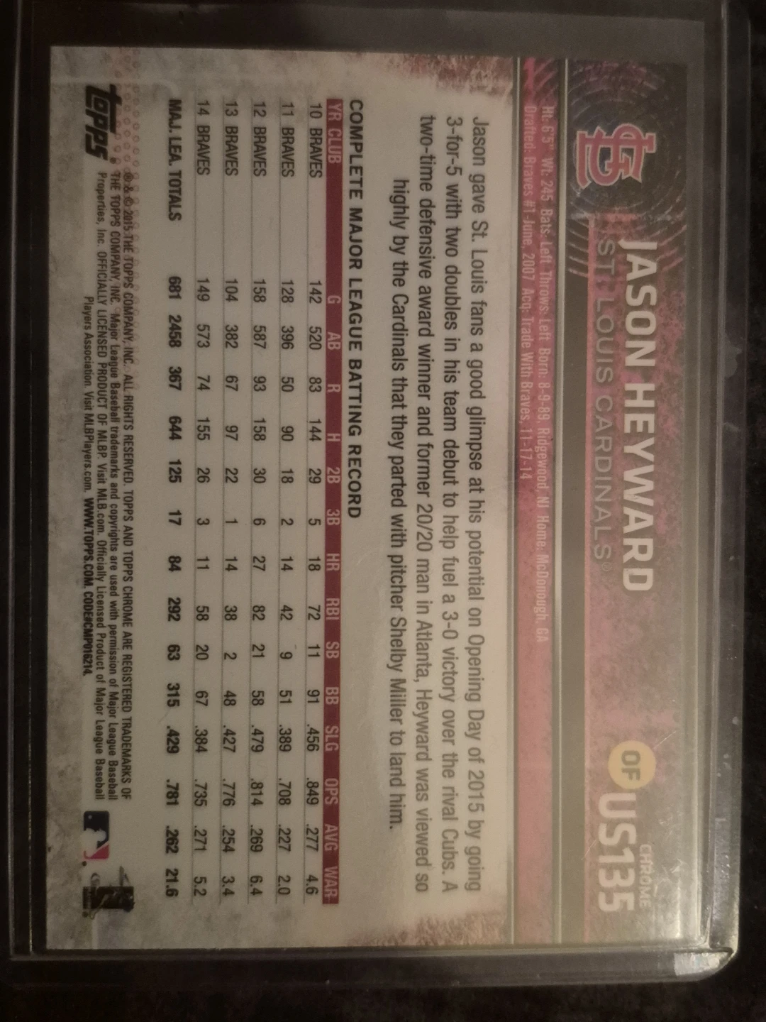 Topps Chrome Jason Heyward St. Louis Cardinals Baseball Card - photo 4
