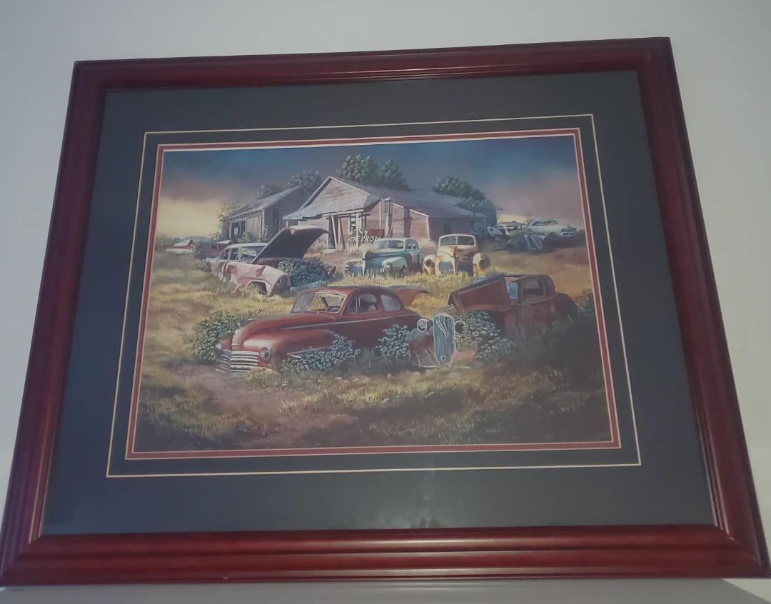 Framed Art Print - Vintage Cars at Farm - photo 2