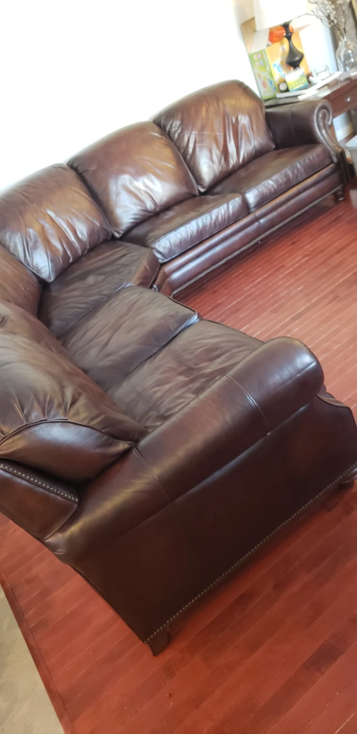 Genuine Brown Leather Sectional Sofa
