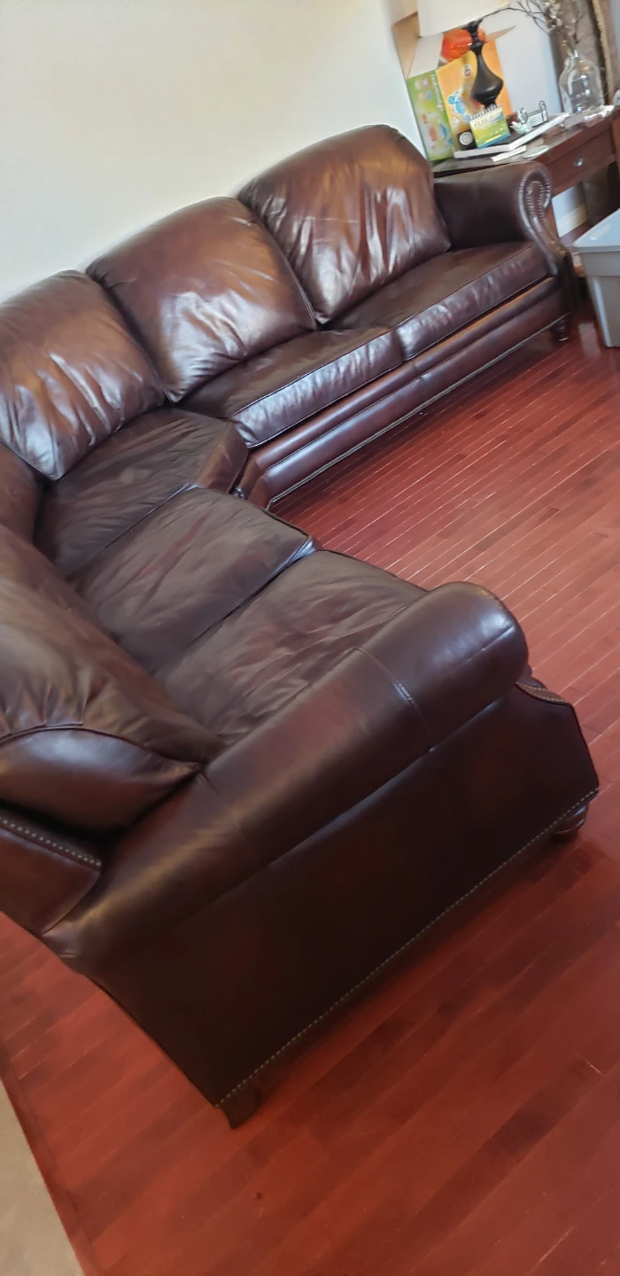 Genuine Brown Leather Sectional Sofa - photo 4