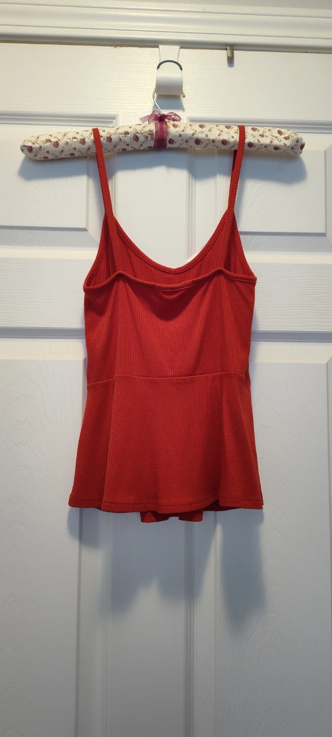 Red Peplum Tank Top - Size Small - photo 2