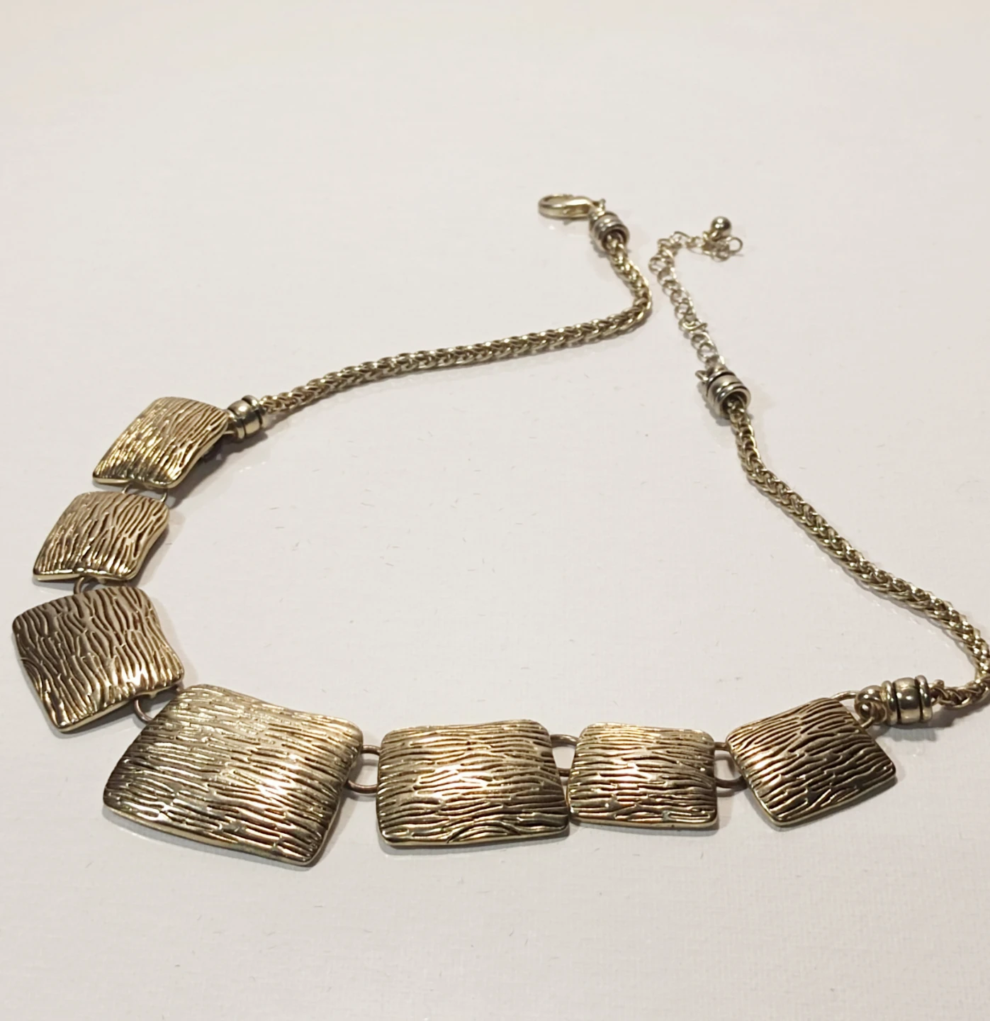 Gold Tone Square Link Necklace
