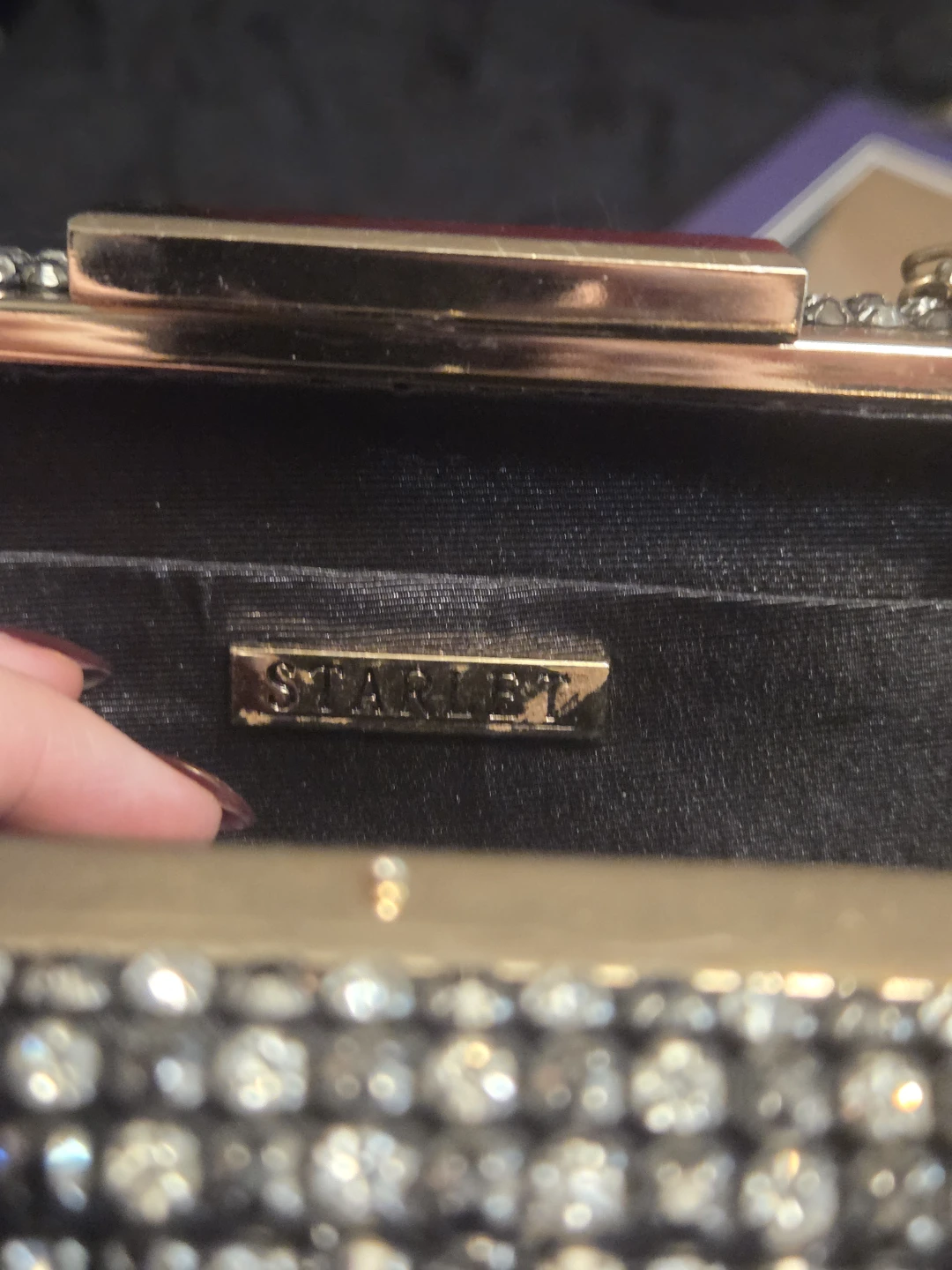 Starlet Rhinestone Clutch with Gold Chain - photo 2