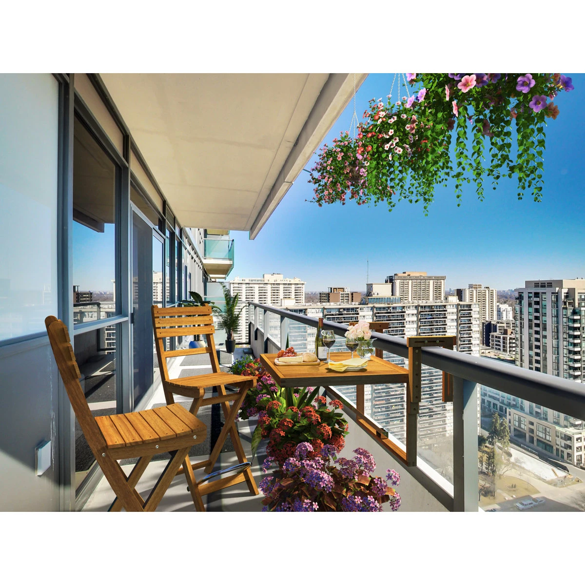 Toronto Balcony/Deck Table - Foldable Golden Teak - photo 3