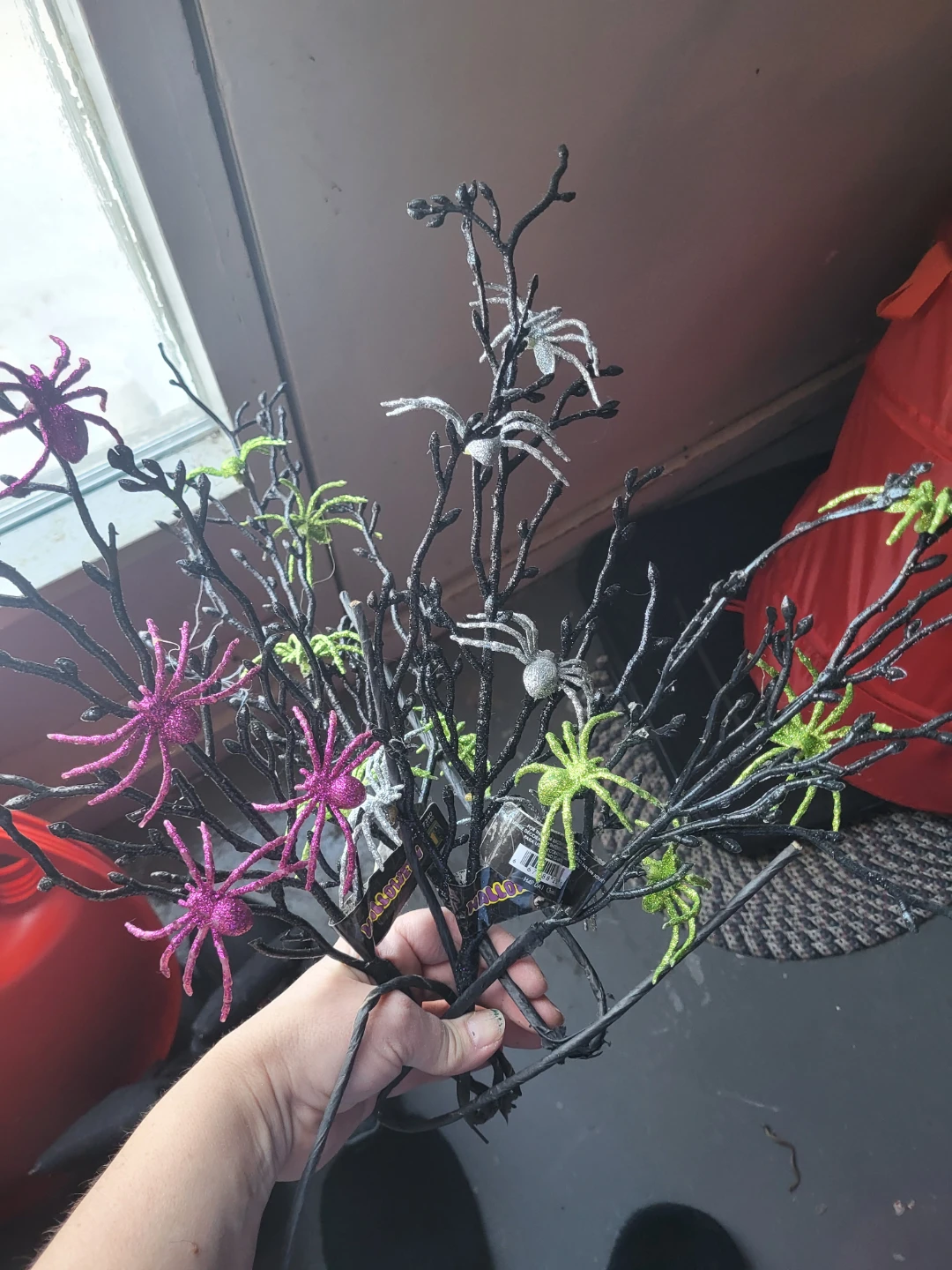 Halloween Glitter Spider Bush Decorations