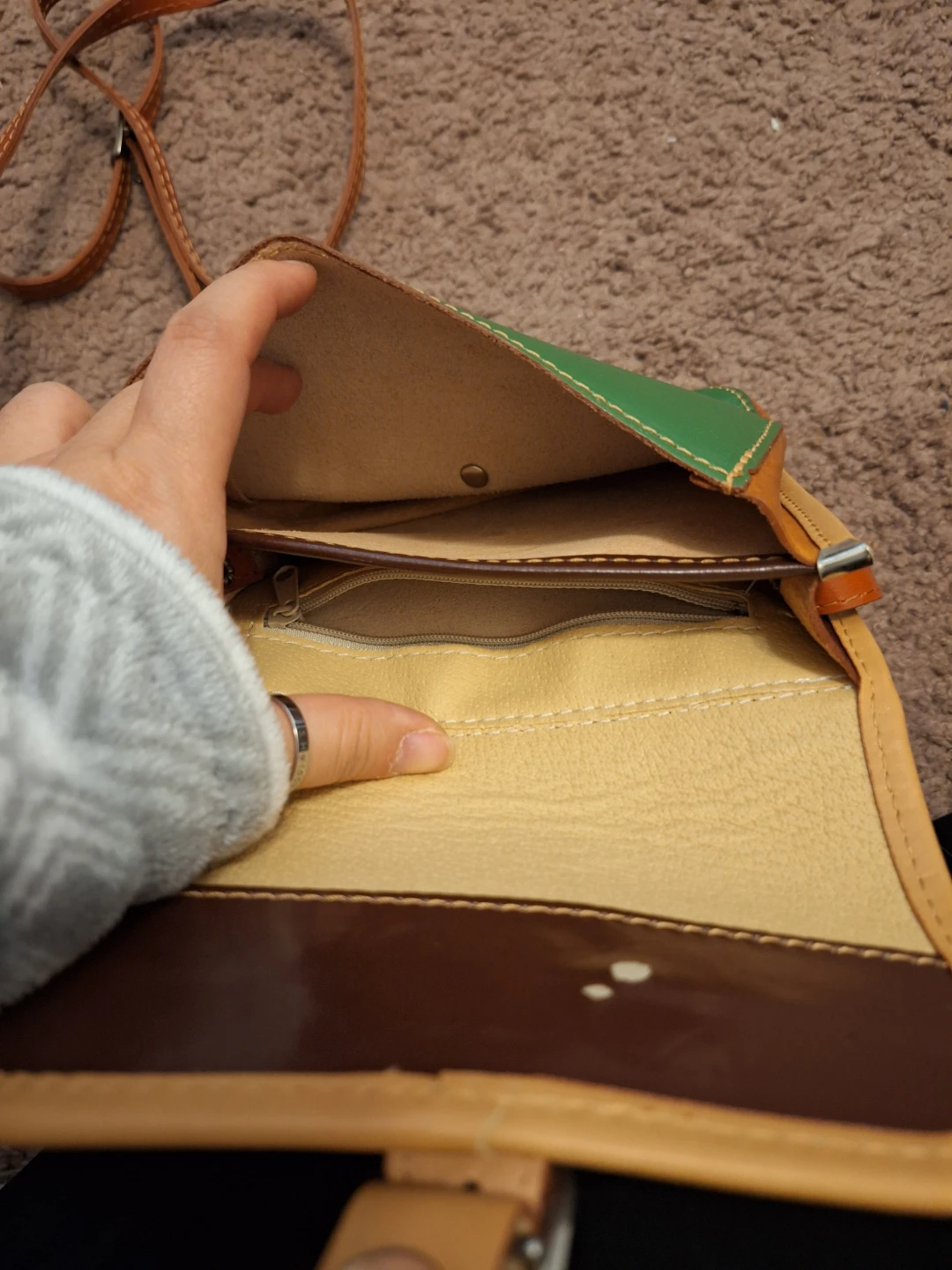 Vero Moda Green & Brown Leather Crossbody Bag - photo 3